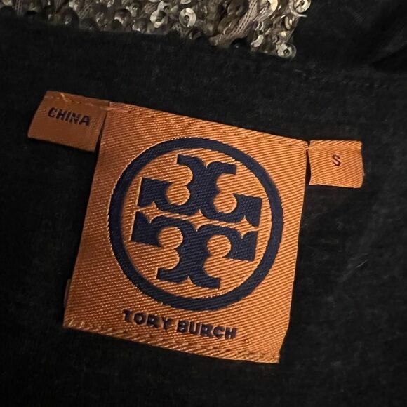 Tory Burch Charcoal Sequin Embellished Wool Midi Dress Gold/Gray Sz Small - Picture 10 of 12